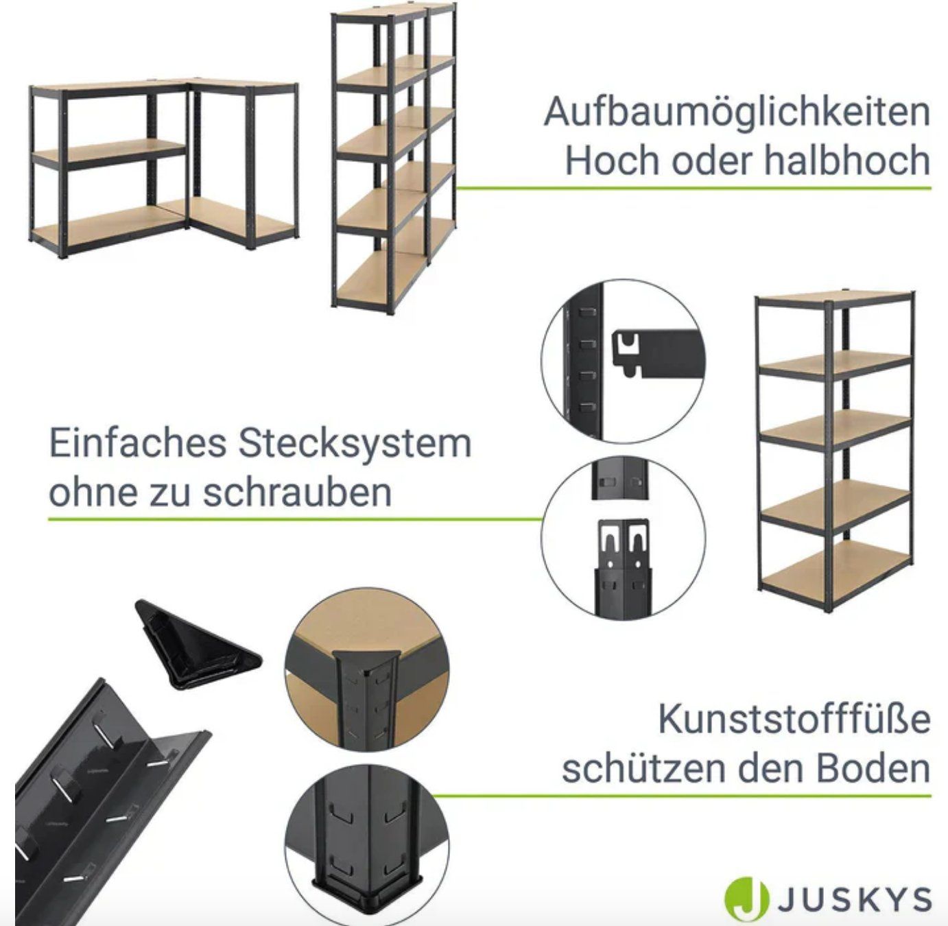 Scaffali: 2er Set Lagerregal Basic 180 x 90 x 40 cm - Gratis Versand – Nuovo e nell'imballaggio originale da Kleinwangen venduto da meinwarenkorb.ch 4