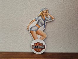 Emailschild Harley Davidson Pin Up Girl Emaille Schild Retro