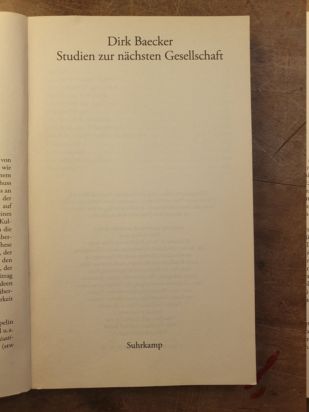 Libri: Studien zur nächsten Gesellschaft - Dirk Baecker – Usato da Zürich venduto da loosebone 2