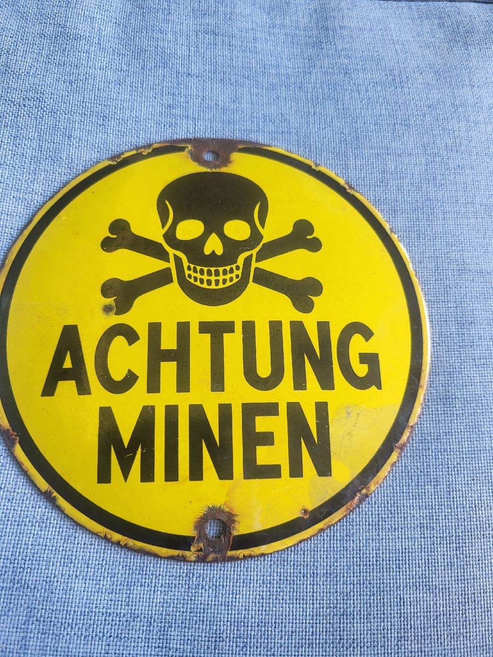 Schilder: Emailschild Achtung Minen – Gebraucht aus Gutenswil von ghekko88 2