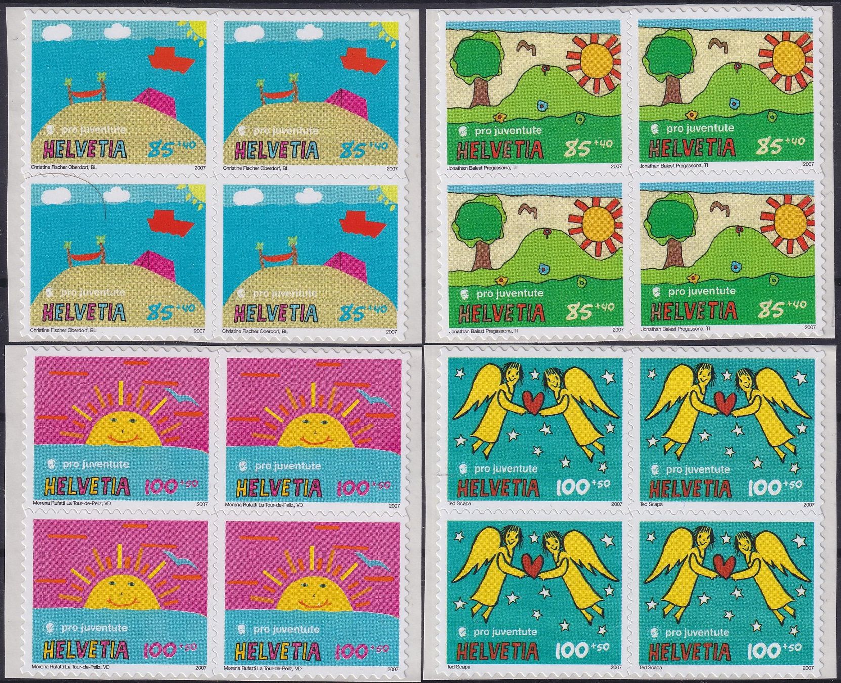 Tutti i francobolli: 2007 J385A-J388A Viererblock-Serie postfrisch ** Kat: 72.- – Usato da Sursee venduto da Luzernerraute