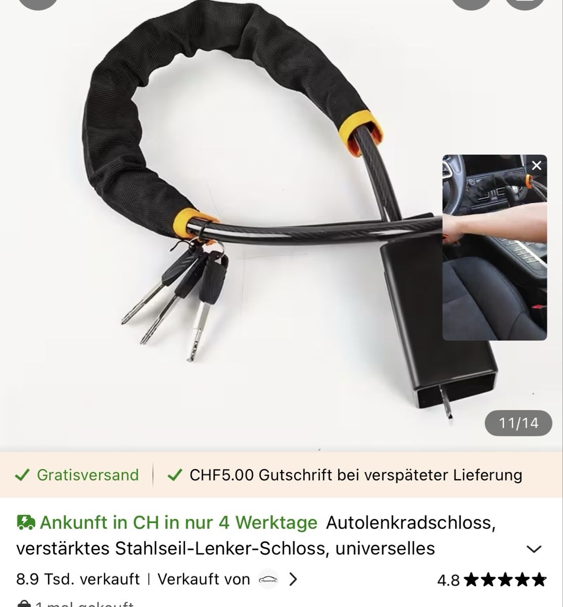 Lucchetti: # Autolenkradschloss NEW! # – Nuovo e nell'imballaggio originale da Bolligen venduto da secondhand-with-love
