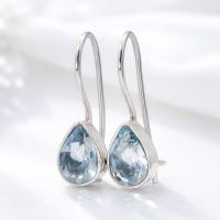 Blautopas Ohrhänger Silber Ohrringe 925 Sterlingsilber Paar