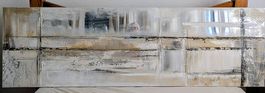 Abstrakte Kunst  Beige, Grau & Gold 180cmx 55cm