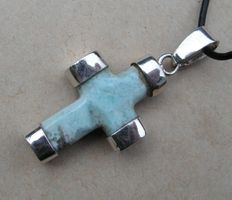 ♥ LARIMAR ANHÄNGER - KREUZ - SILBER ♥