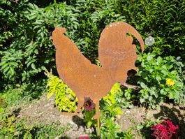 Gartendeko Stecker Hahn Rost 120 x 32 x 30cm