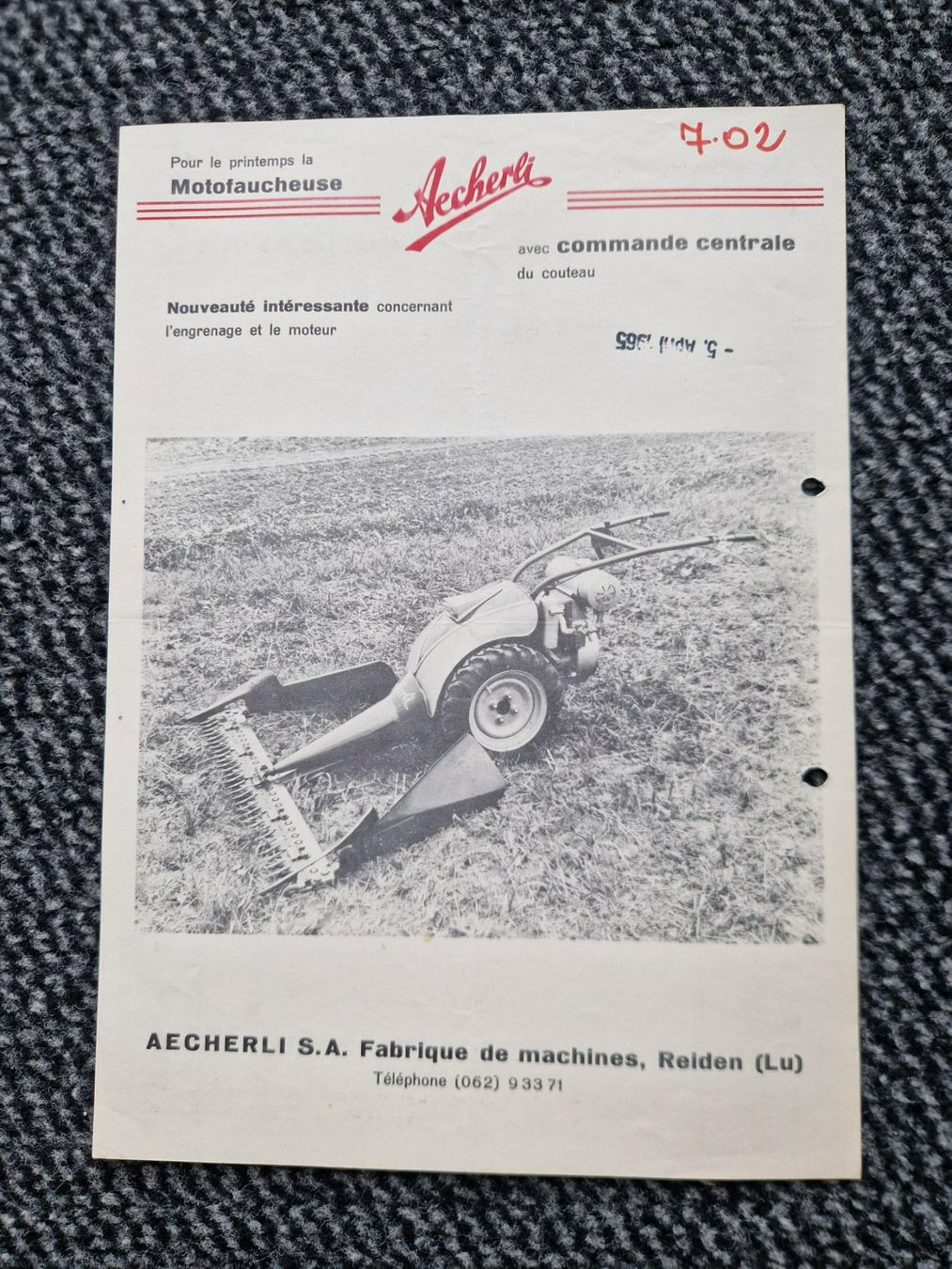 Aecherli Trattori: Original Prospekt Aecherli Motormäher – Usato da Dürnten venduto da Bachtel84 1