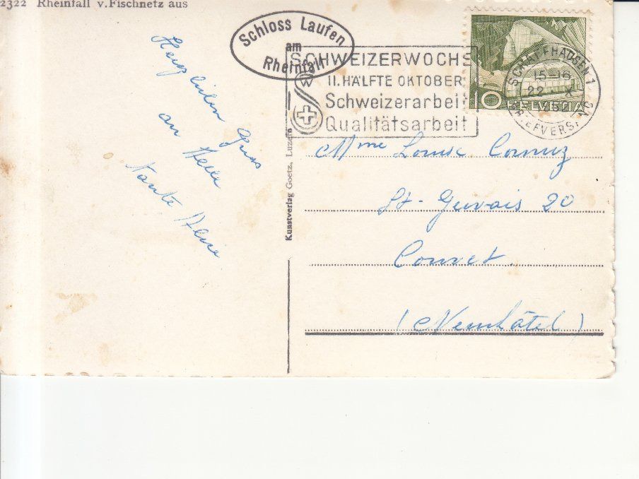 Cartoline postali: Rheinfall 1952 – Usato da Bürglen TG venduto da StampGraf 1