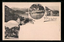 Vitznau, Wasserpartie mit Dampfer und Or