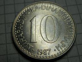 Jugoslawien 10 Dinar, 1987