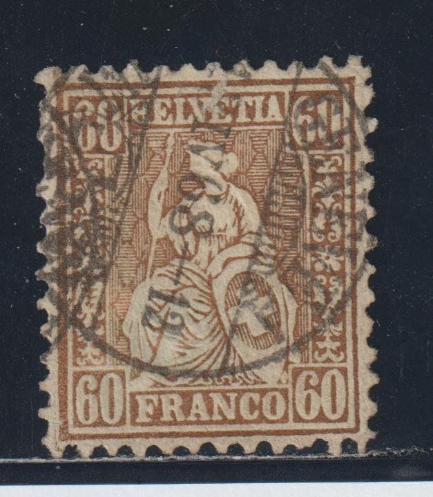 Tutti i francobolli: Sitzende Helvetia Nr. 35 Stempel Genf – Usato da Siebnen venduto da Fstaehli