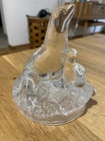 Klarglas Robbe mit Jungtier 15cm hoch sehr schönes Dekostück