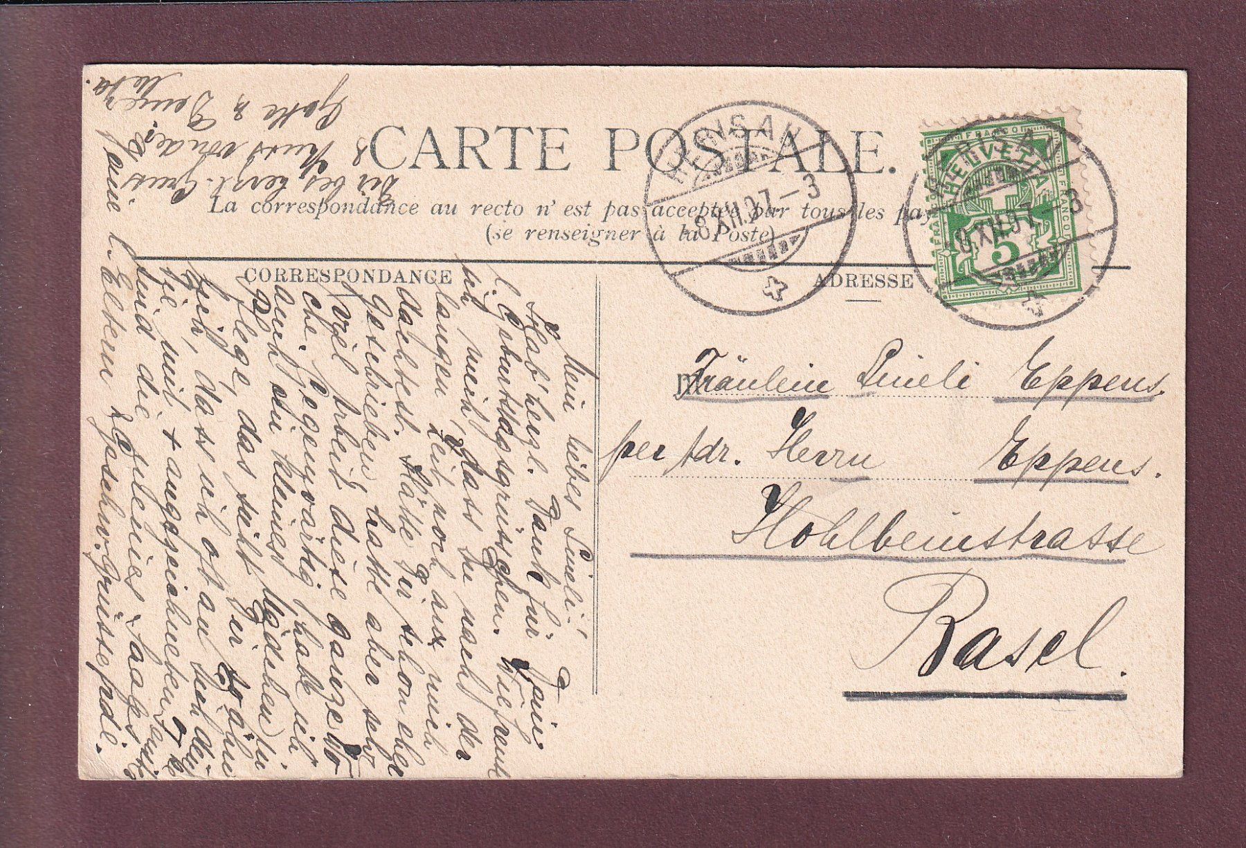 Cartes postales: HERISAU - Asyl - 1907 // Falte // – D'occasion à Pully par nicecards 1