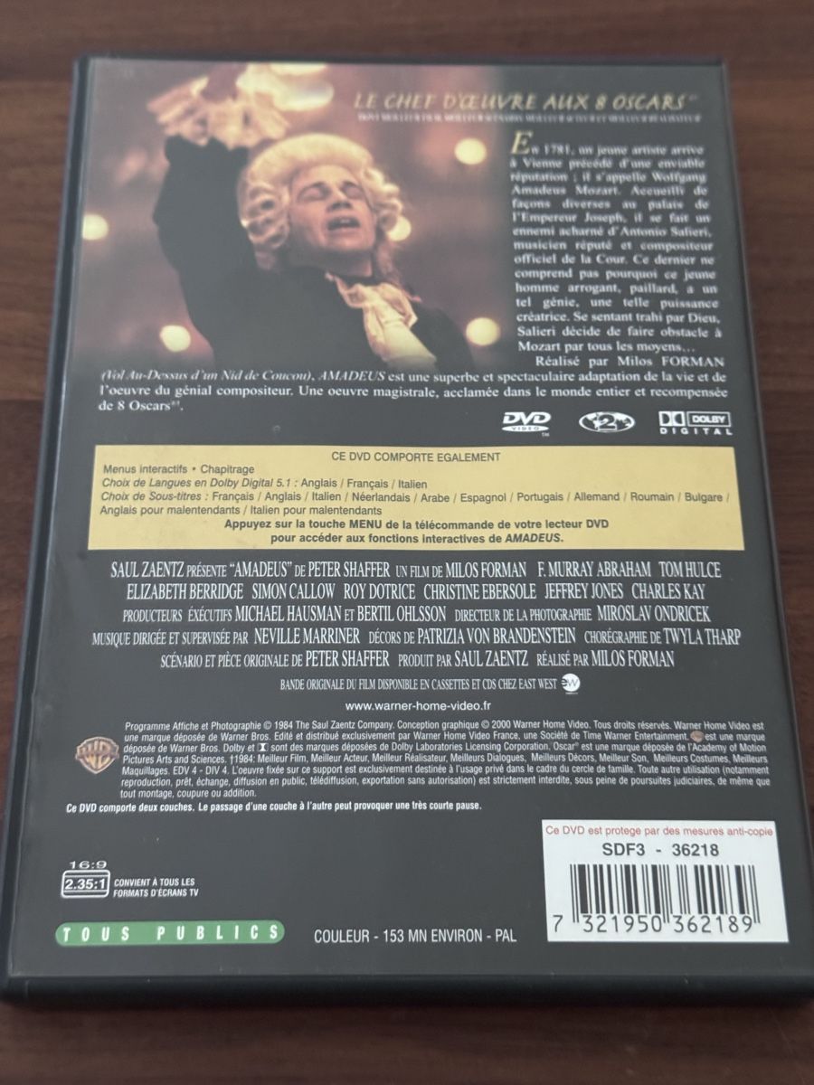 Tutti i DVDs: DVD Amadeus (Milos Forman) – Usato da Grand-Lancy venduto da cyr_n5ky 1
