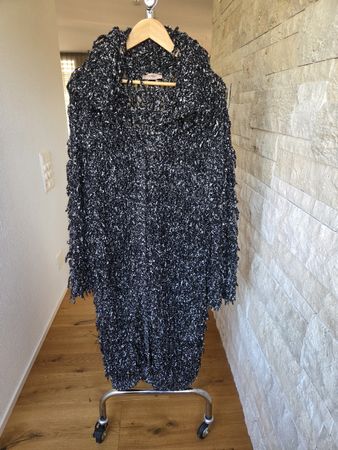 Luxuriöser Twinset Milano Strickmantel / Cardigan Fransen 