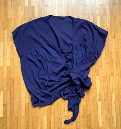 LAST CHANCE | Pas de Calais blue cotton jersey wrap cardigan