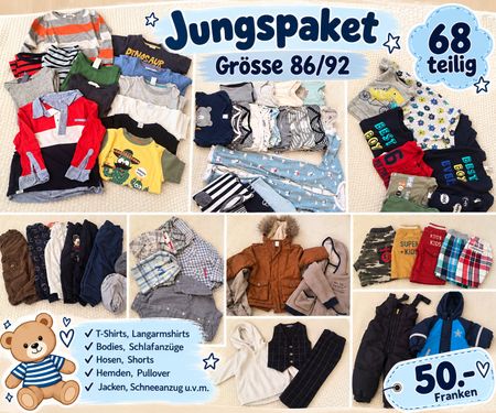 Kleiderpaket Junge 68-teilig Grösse 86/92 🥰