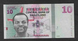 Swaziland  10  Emalangeni  2015  Bankfrisch
