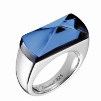 Bague BACCARAT-Paris „Louxor“, Argent 925 & Cristal bleu