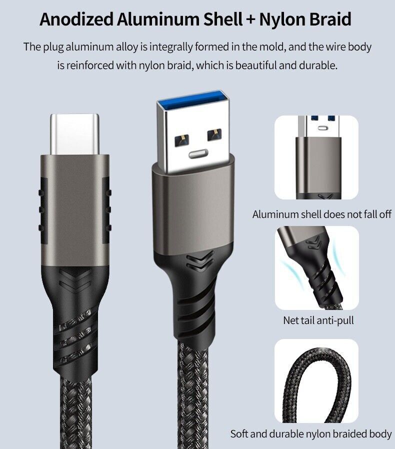 Kabel: 2 meter USB-C Kabel 10Gbps 3A USB 3.2 Quick Charge QC 60W – Neu (gemäss Beschreibung) aus Kirchdorf AG von Apost008 4