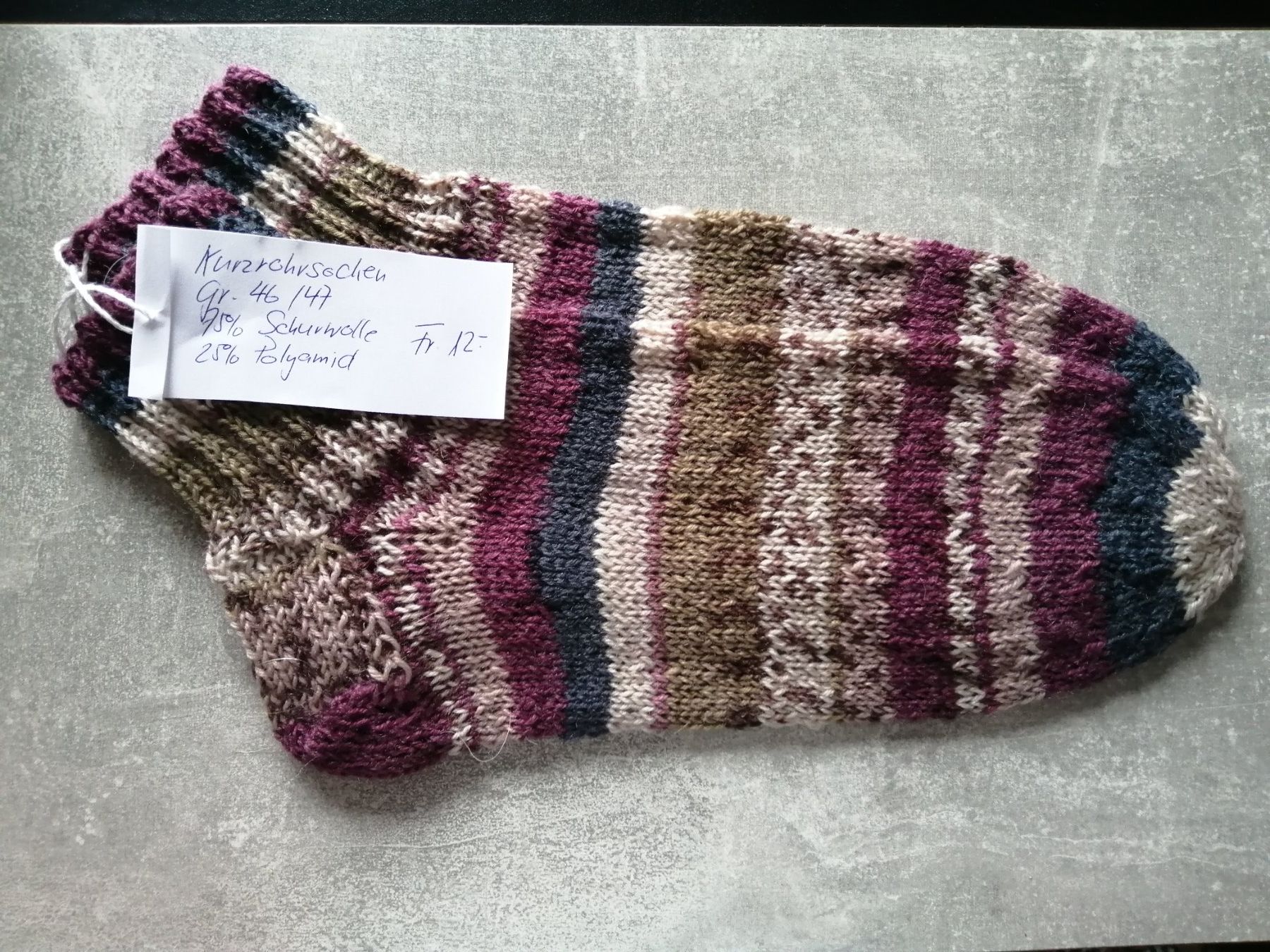 Socken: Kurzrohrsocken handgestrickt, Grösse: 46/47 – Neu (gemäss Beschreibung) aus Altstätten SG von willipatricia