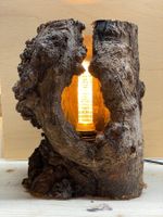 Tischlampe aus Baumstamm Unikat Naturholz neuwertig