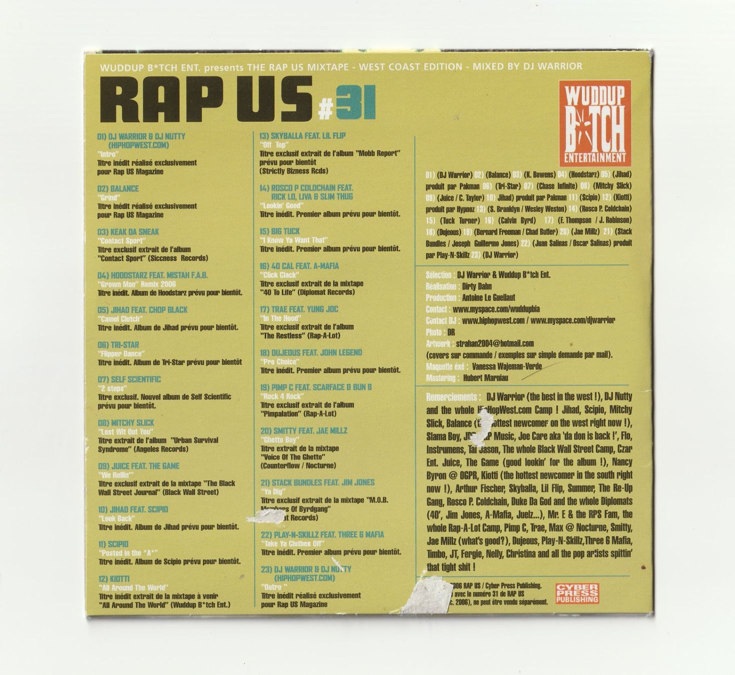 CD: Rap US novembre 2006 Ice Cube Cut Killer Outkast E-40 + CD – Usato da Romainmôtier venduto da Oaxaca9 1