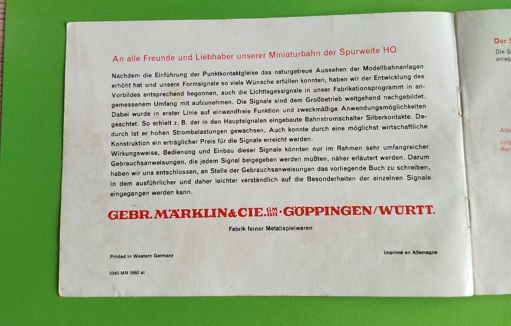 Bücher: Märklin Signalbuch in deutscher Sprache – Gebraucht aus Schaffhausen von Viertelvorvieri 1