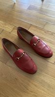 Gucci Loafers Red Leather Size 40 With Dustbags