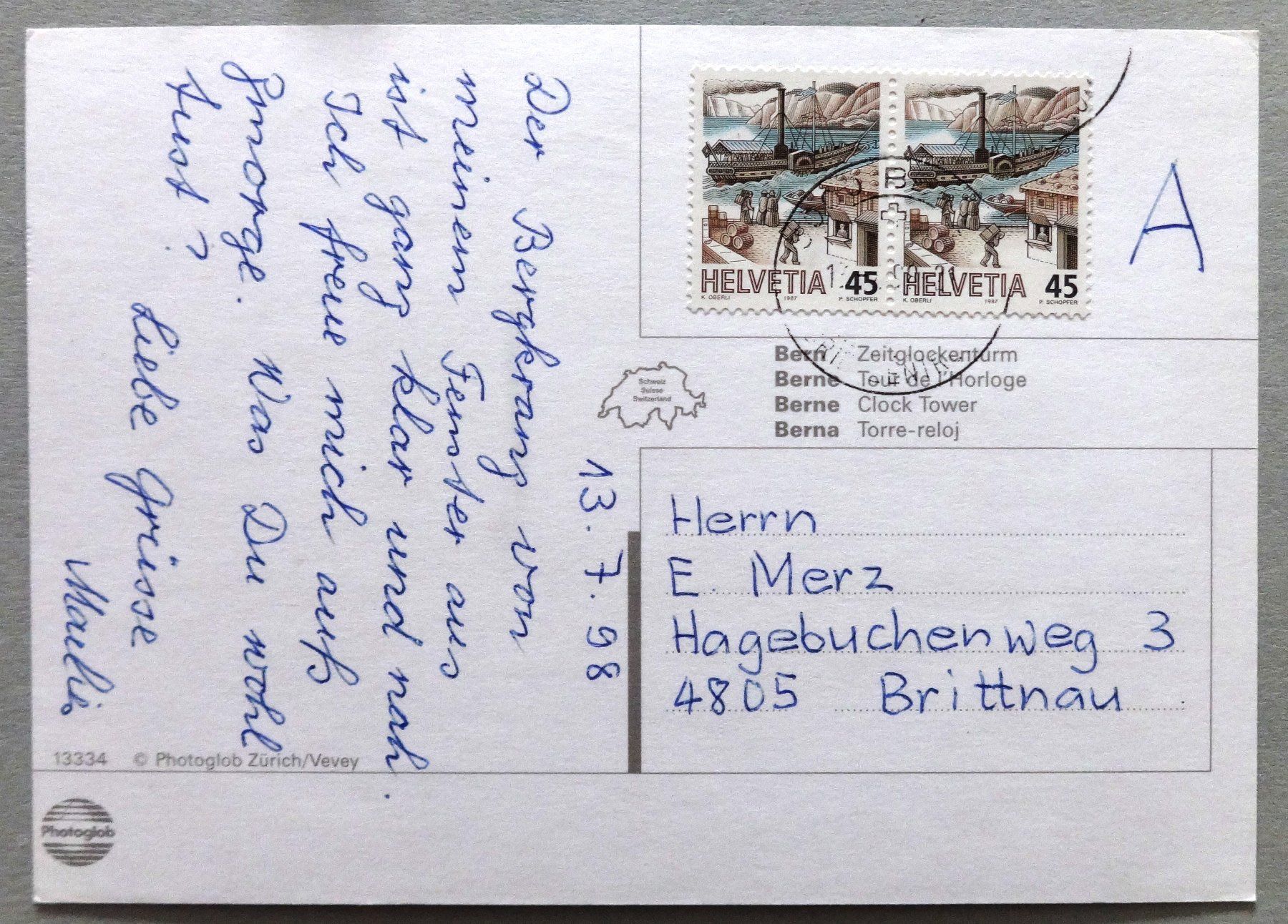 Cartoline postali: Bern - Zeitglockenturm – Usato da Fétigny venduto da Billy2miny 1