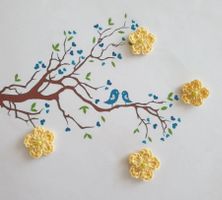 4 Stück Blumen gehäkelt mit Perlen 097