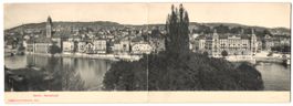 Klapp-AK Zürich, Panoramablick mit dem 