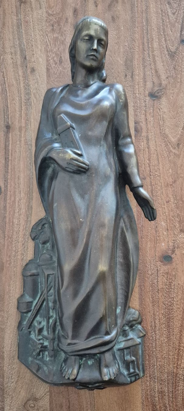 Sculture & Statue: Wunderschöne Bronze Figur/Relief HEILIGE BARBARA 7KG – Usato da Zürich venduto da Dalema13
