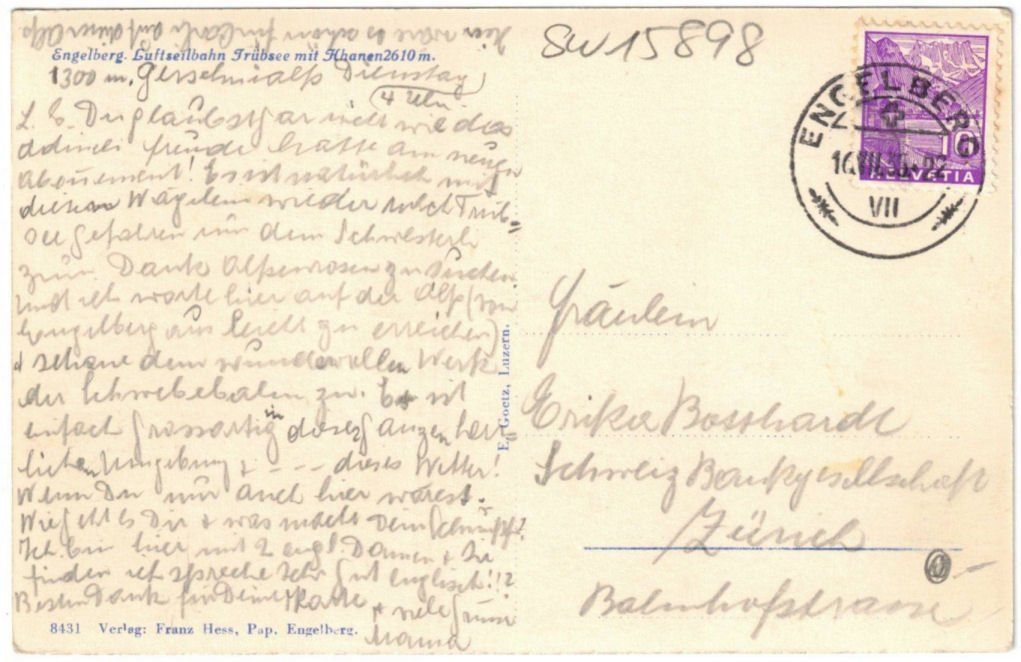 Cartoline postali: Engelberg - Luftseilbahn Gerschnialp--Trübsee – Usato da Binningen venduto da Mountainrider 1