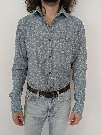 Blumenhemd Gr. S Vintage LTH&c. Hellblau Sommerliche Blumenp