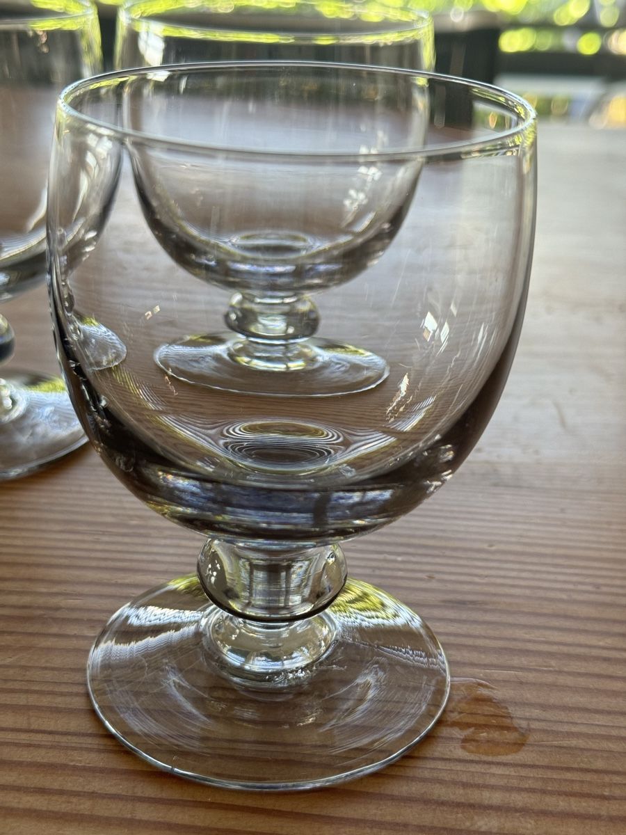 Gläser: 4 Weinglaeser Rauchglas geflammt gute Erhaltung 13cm – Gebraucht aus Lanzenhäusern von Galaa 6