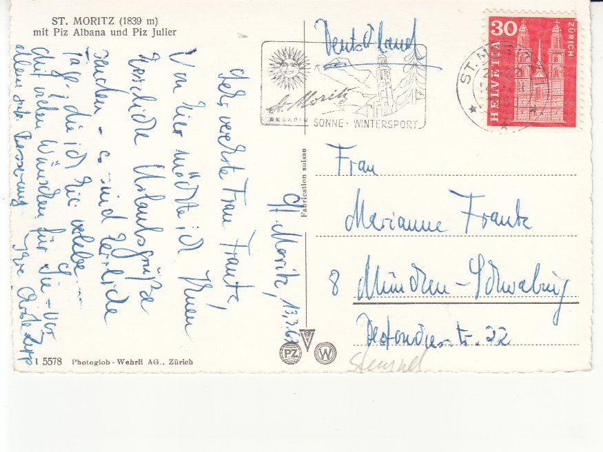 Cartoline postali: St. Moritz 1963 – Usato da Bürglen TG venduto da StampGraf 1