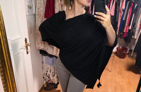 Schwarzer Poncho/Überwurf aus Viscose, Comma Gr.38/40