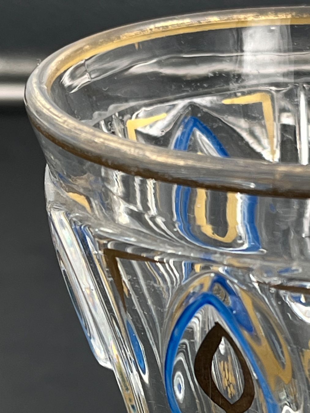 Bicchieri: 4er-Set antiker blauer böhmischer Glasbecher – Usato da Otelfingen venduto da Yossi-68 8