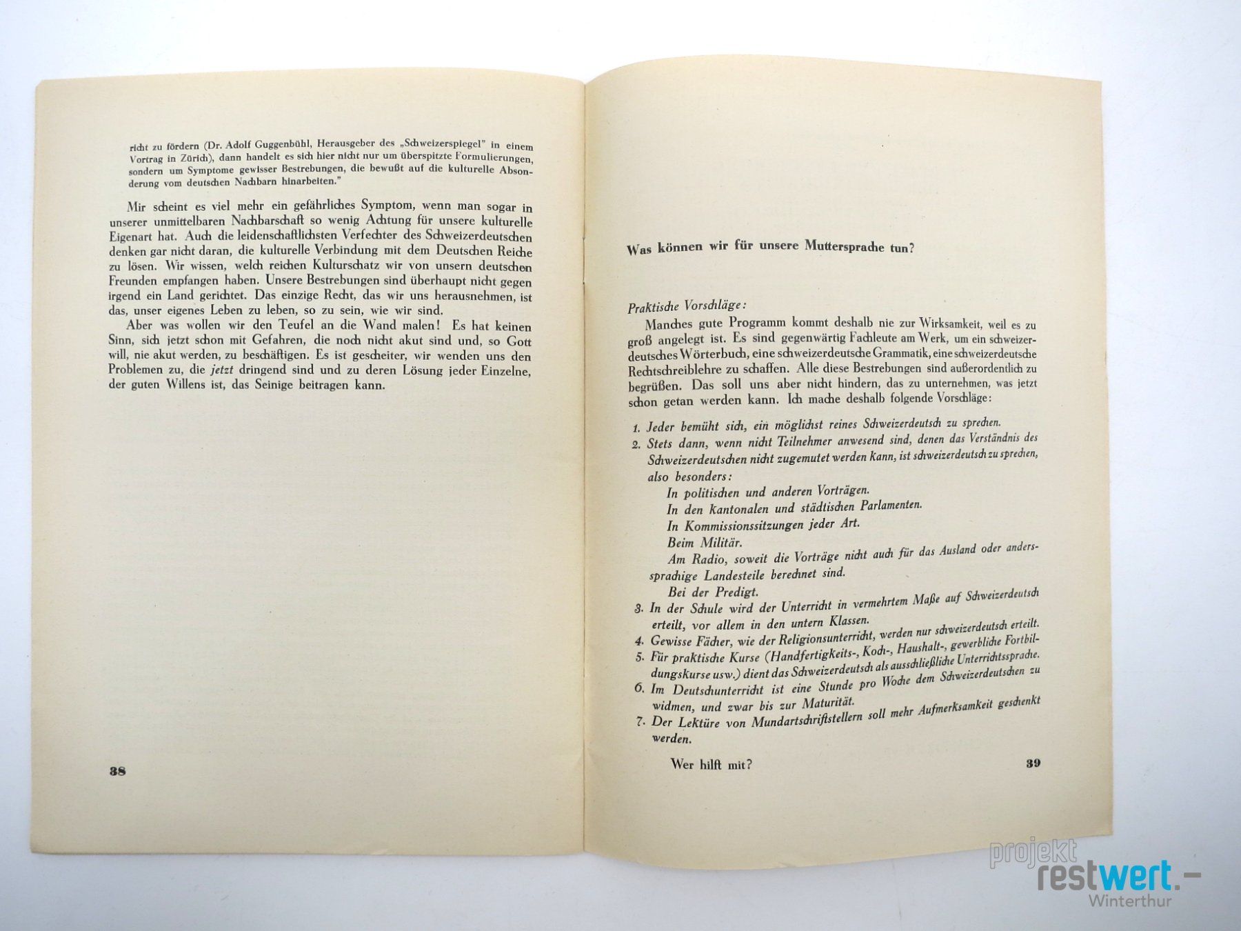 Libri: ADOLF GUGGENBÜHL - Warum nicht Schweizerdeutsch? – Usato da Winterthur venduto da Restwert_Winterthur 3