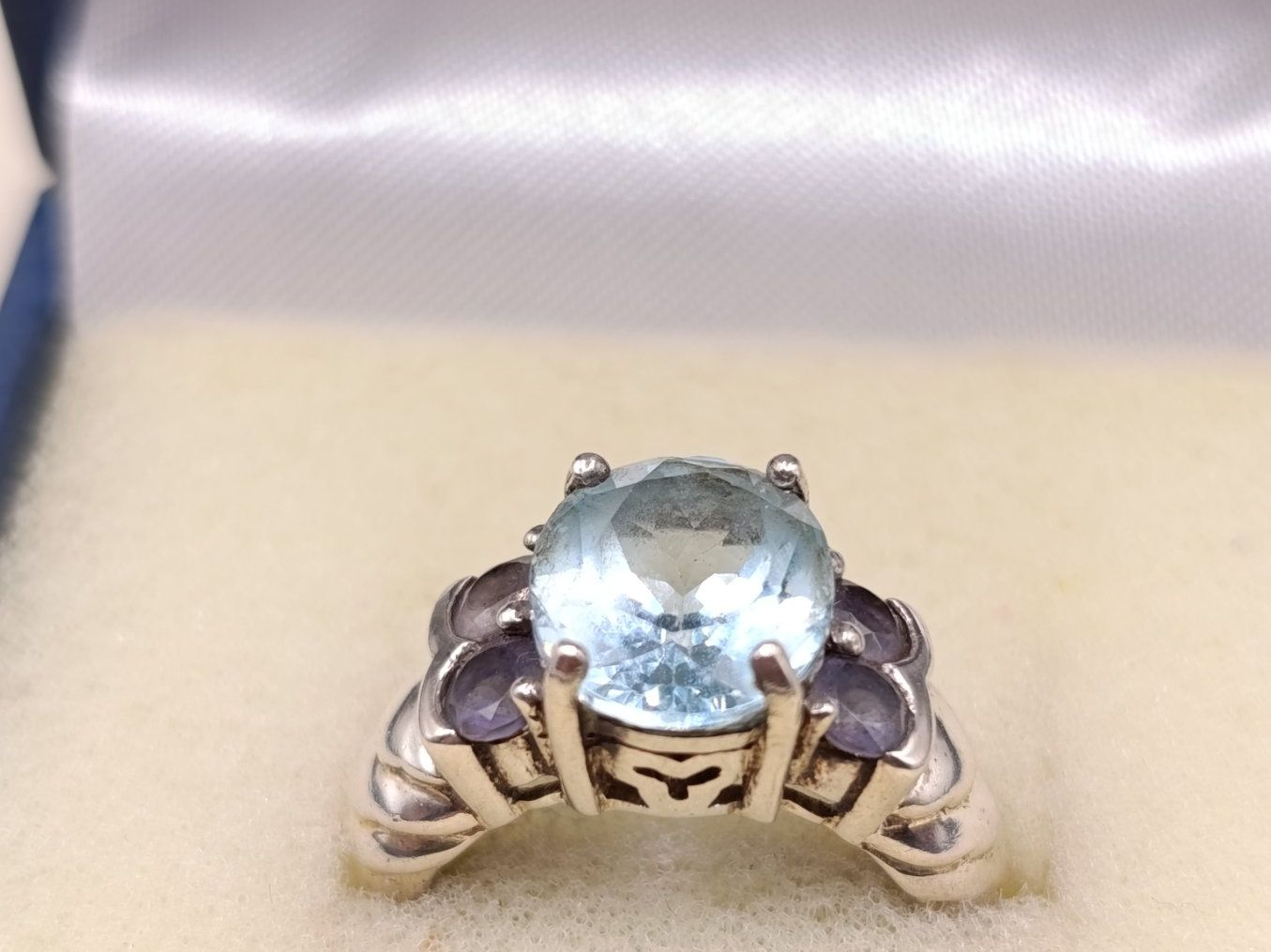 Anelli: Vintage 925er Silber Ring mit Aquamarin und Markasiten Top – Usato da Steffisburg venduto da 1.Schmuckschatulle