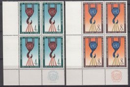 UNO NY Mi 92 - 93 im 4er-Block postfrisch mi RZf