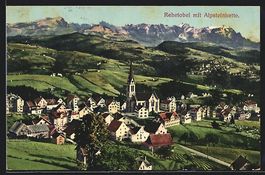 Rehetobel mit Alpsteinkette, Ortsansicht