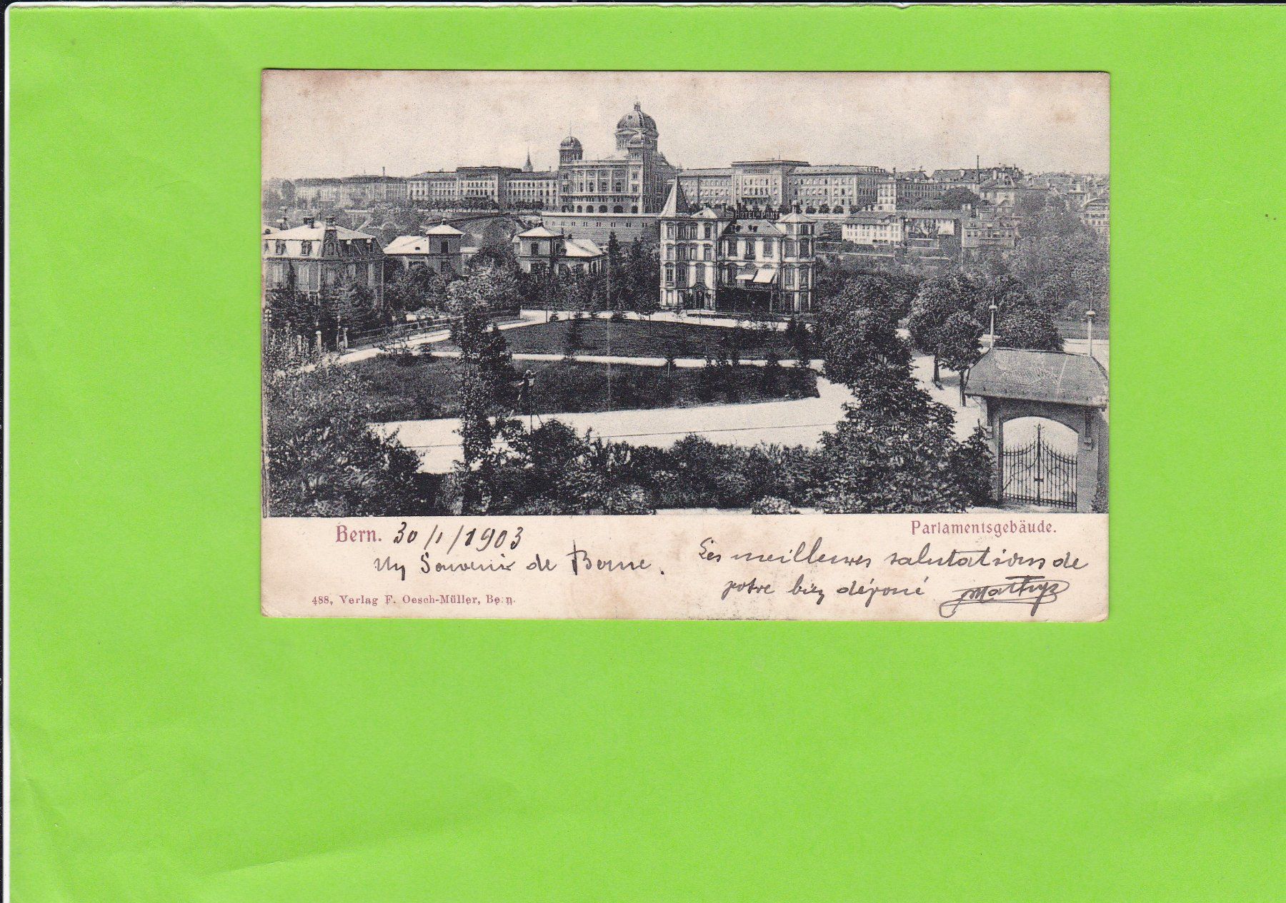 Ansichtskarten: Bern-Parlamentsgebäude--1903 versendet – Gebraucht aus St. Peterzell von neckertal