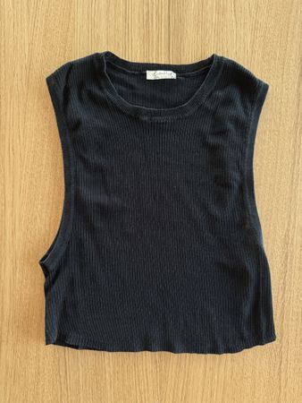 Free People Muscle Up Cropped Tank Top Black - M 