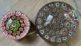 2 tolle Millefiori Briefbeschwerer Paperweight 9 + 6 cm