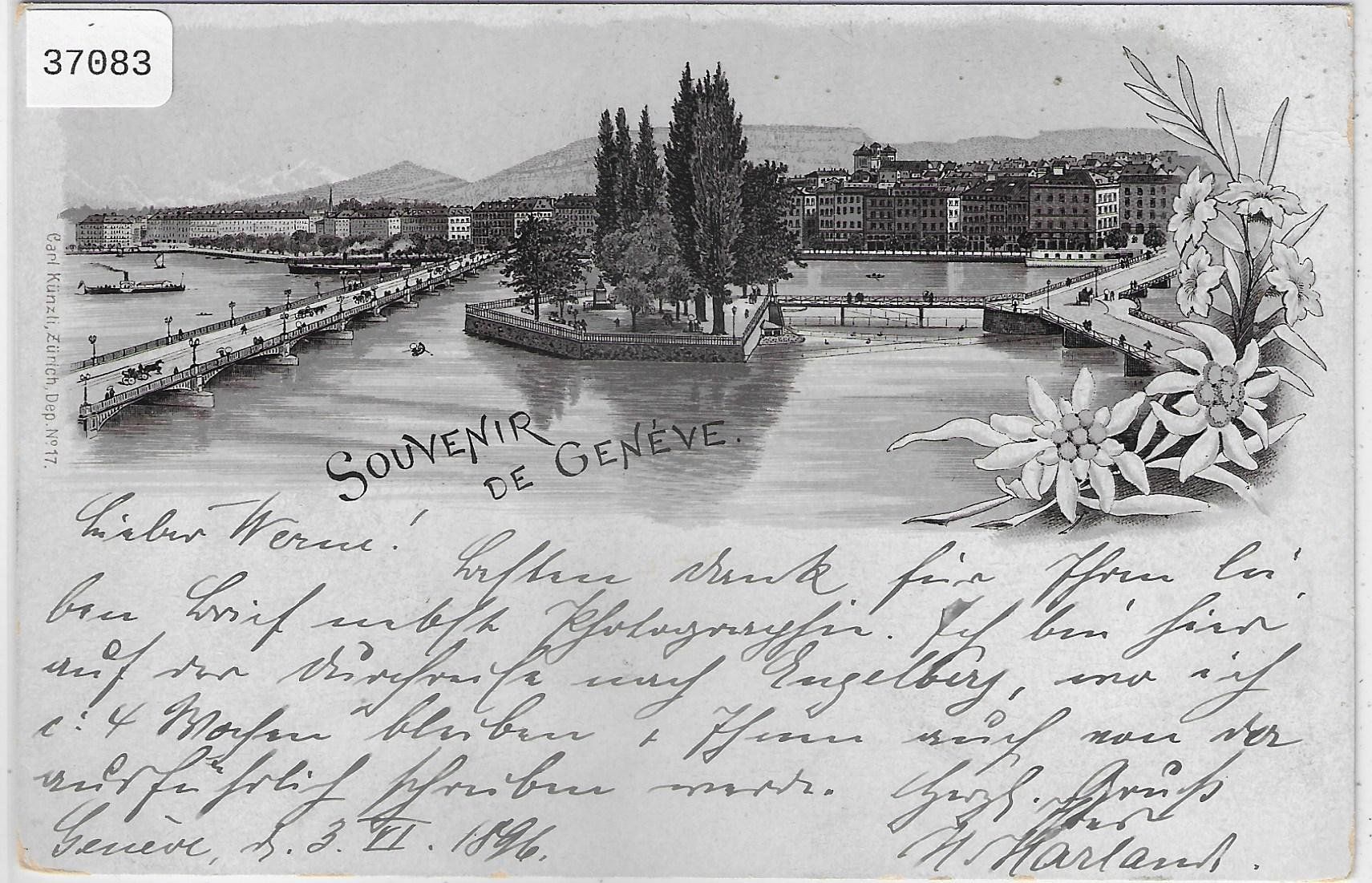 Cartoline postali: Souvenir de Geneve - Litho 1896! – Usato da Ettingen venduto da Kartenplanet
