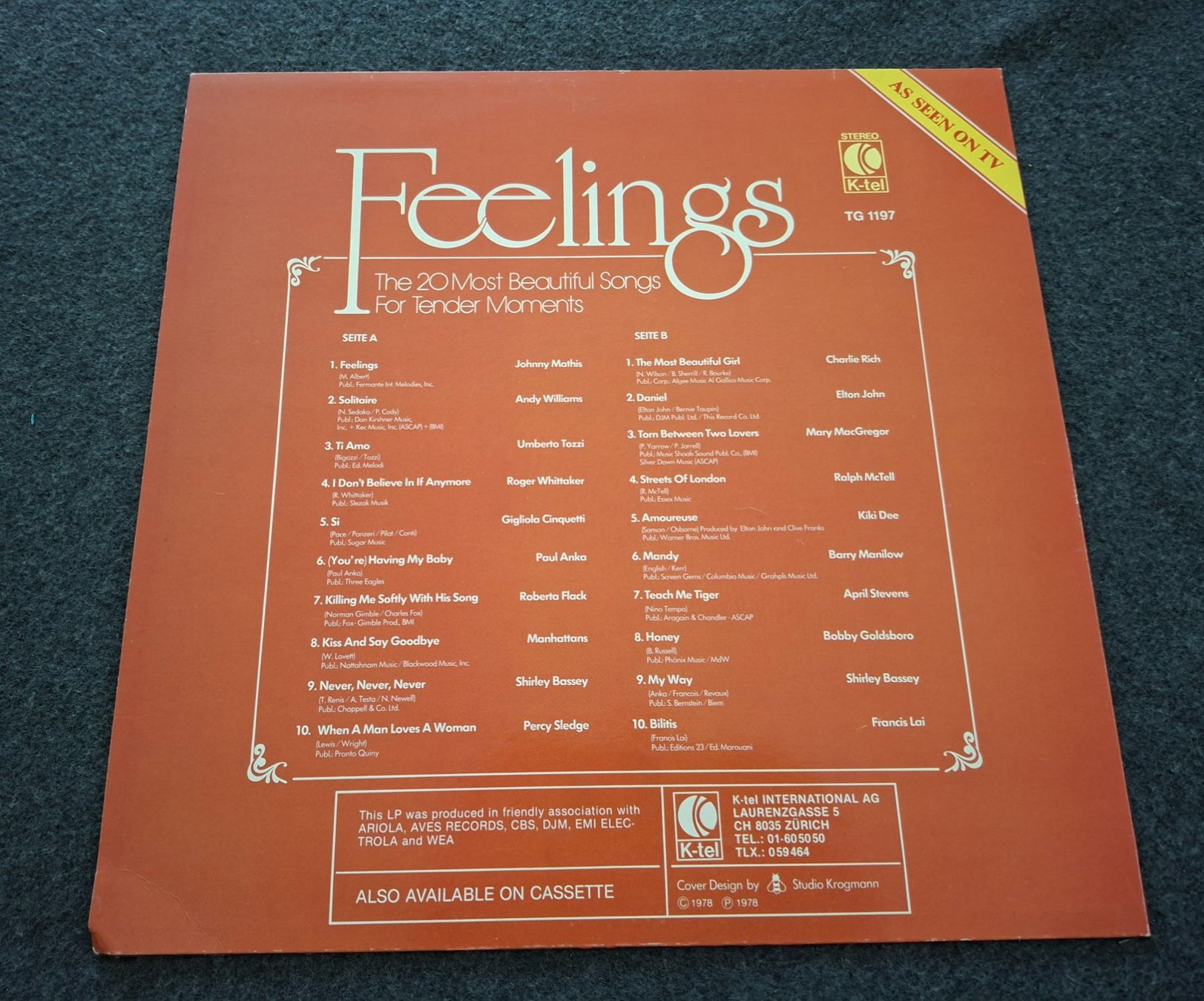 Dischi in vinile: Feelings, 1978, LP – Usato da Merenschwand venduto da lea61 1
