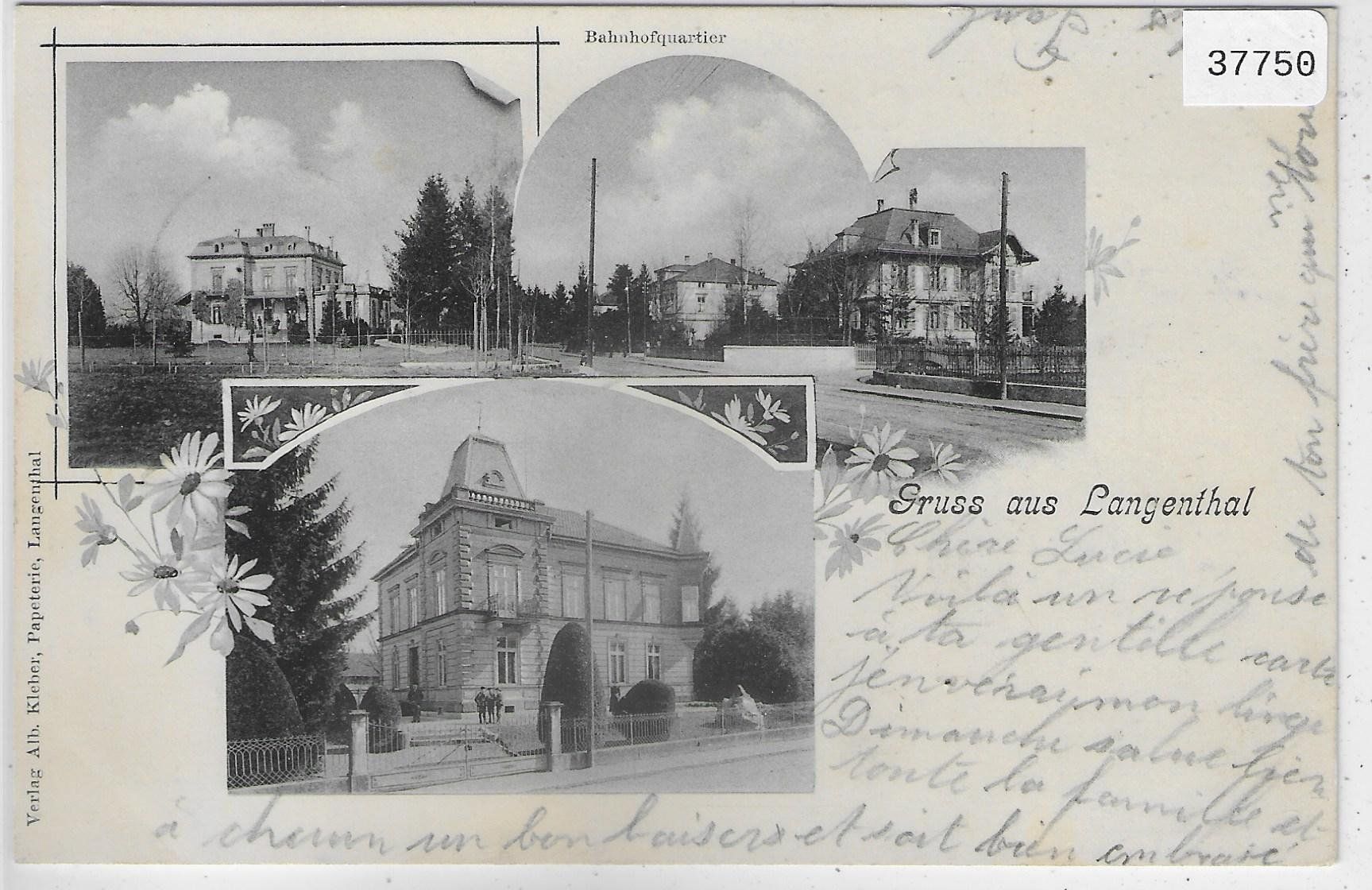 Cartoline postali: Gruss aus Langenthal - Bahnhofquartier 1903 – Usato da Ettingen venduto da Kartenplanet