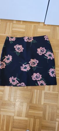 Schicker Sommerrock, Blumenmuster, schwarz/rosa, Gr. 40